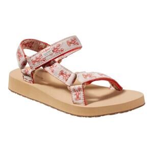 L.L. Bean x Sara Fitz Women's Main Isle Lobster Print Sandals Size 10 EUC